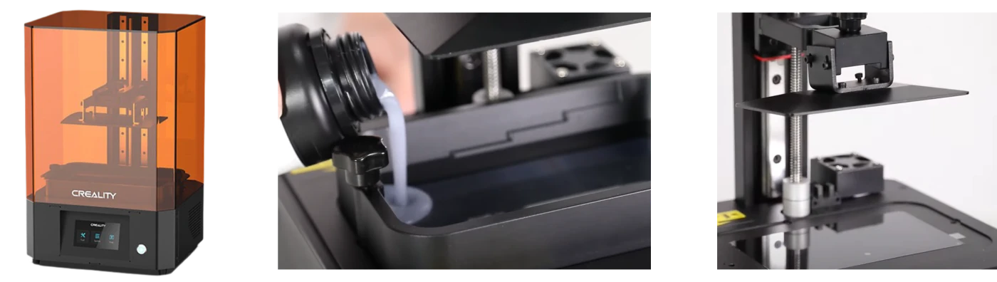 Creality 3D printer, its basin and print plate