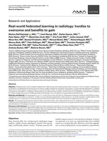 Real-world federated learning in radiology: hurdles to overcome and benefits to gain