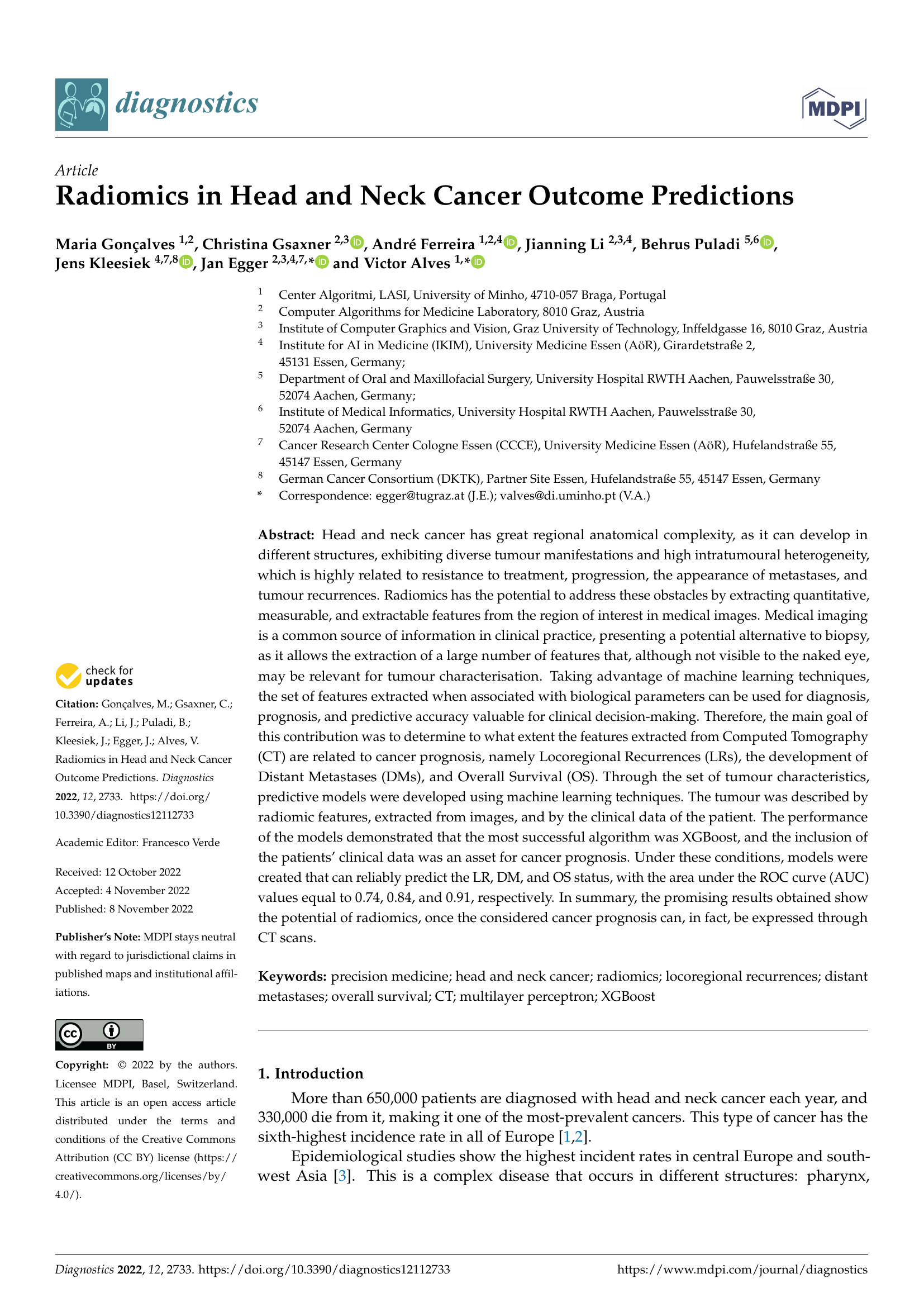 Radiomics In Head And Neck Cancer Outcome Predictions | Medical Machine ...