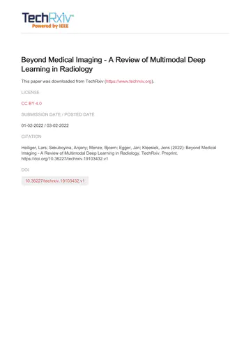 Beyond Medical Imaging-A Review of Multimodal Deep Learning in Radiology