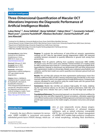 Three-Dimensional Quantification of Macular OCT Alterations Improves the Diagnostic Performance of Artificial Intelligence Models