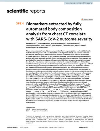 Biomarkers extracted by fully automated body composition analysis from chest CT correlate with SARS-CoV-2 outcome severity