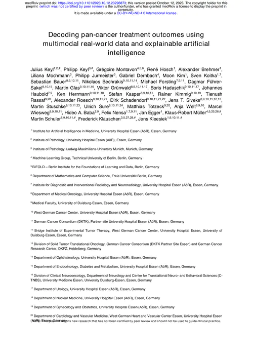 Decoding pan-cancer treatment outcomes using multimodal real-world data and explainable artificial intelligence