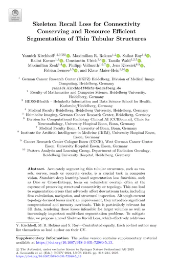 Skeleton Recall Loss for Connectivity Conserving and Resource Efficient Segmentation of Thin Tubular Structures