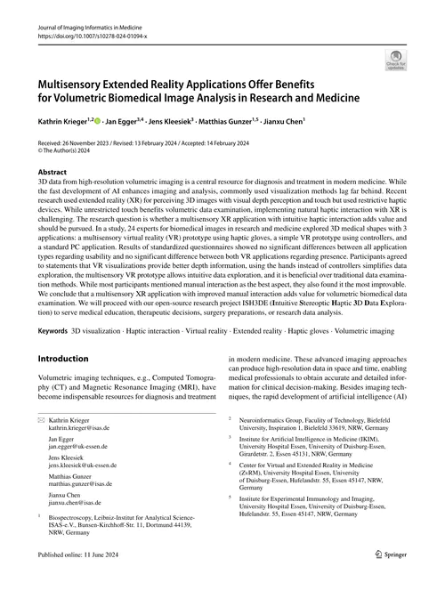 Multisensory Extended Reality Applications Offer Benefits for Volumetric Biomedical Image Analysis in Research and Medicine