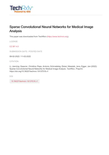 Sparse Convolutional Neural Networks for Medical Image Analysis