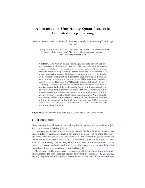 Approaches to Uncertainty Quantification in Federated Deep Learning
