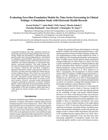 Evaluating Zero-Shot Foundation Models for Time Series Forecasting in Clinical Settings: A Simulation Study with Electronic Health Records