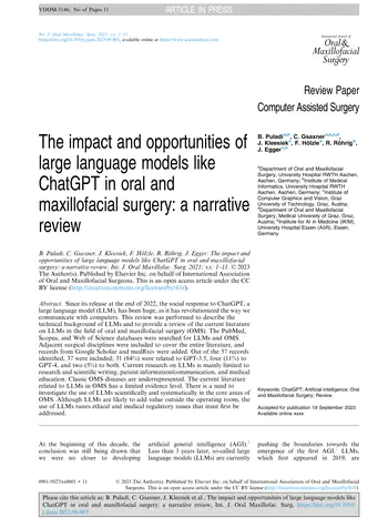 The impact and opportunities of large language models like ChatGPT in oral and maxillofacial surgery: a narrative review