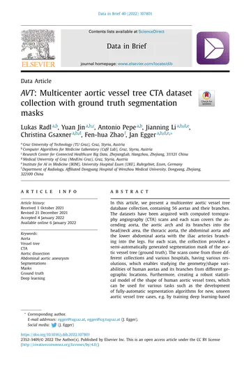 AVT: Multicenter aortic vessel tree CTA dataset collection with ground truth segmentation masks