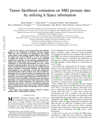 Tumor likelihood estimation on MRI prostate data by utilizing k-Space information