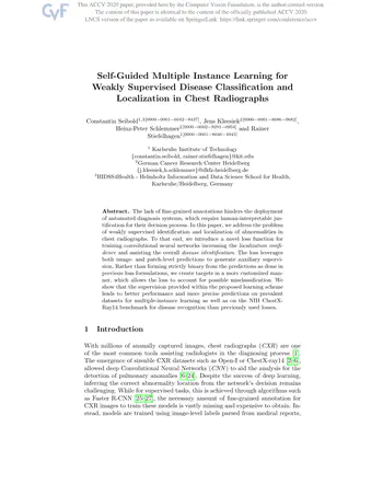 Self-Guided Multiple Instance Learning for Weakly Supervised Thoracic DiseaseClassification and Localizationin Chest Radiographs