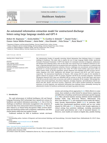 An automated information extraction model for unstructured discharge letters using large language models and GPT-4