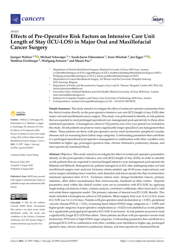 Effects of Pre-Operative Risk Factors on Intensive Care Unit Length of Stay (ICU-LOS) in Major Oral and Maxillofacial Cancer Surgery