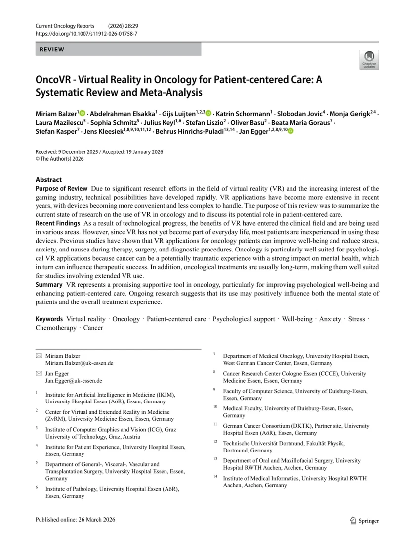 OncoVR - Virtual Reality in Oncology for Patient-centered Care: A Systematic Review and Meta-Analysis