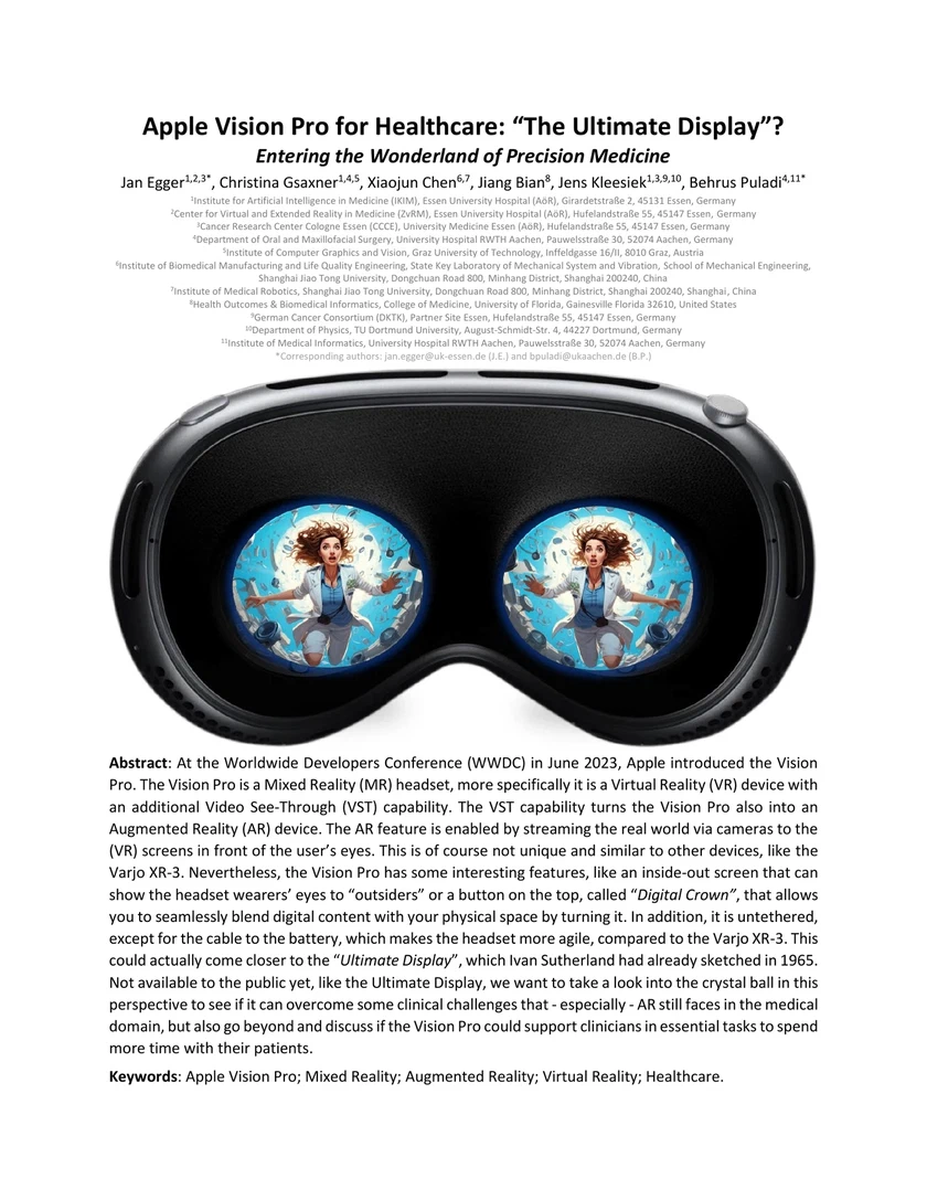 Apple Vision Pro for Healthcare: "The Ultimate Display"?