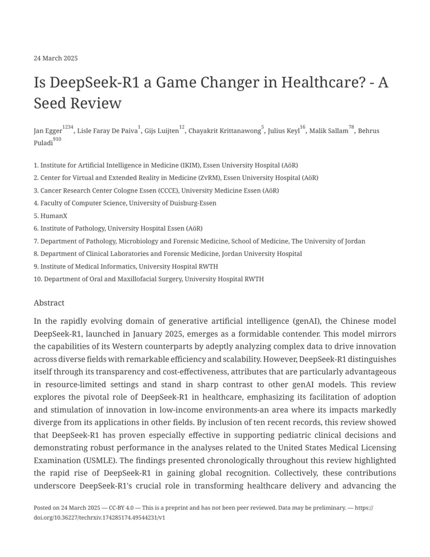 Is DeepSeek-R1 a Game Changer in Healthcare? - A Seed Review