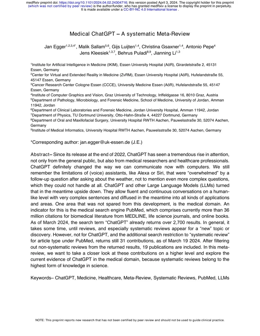 Medical ChatGPT – A systematic Meta-Review