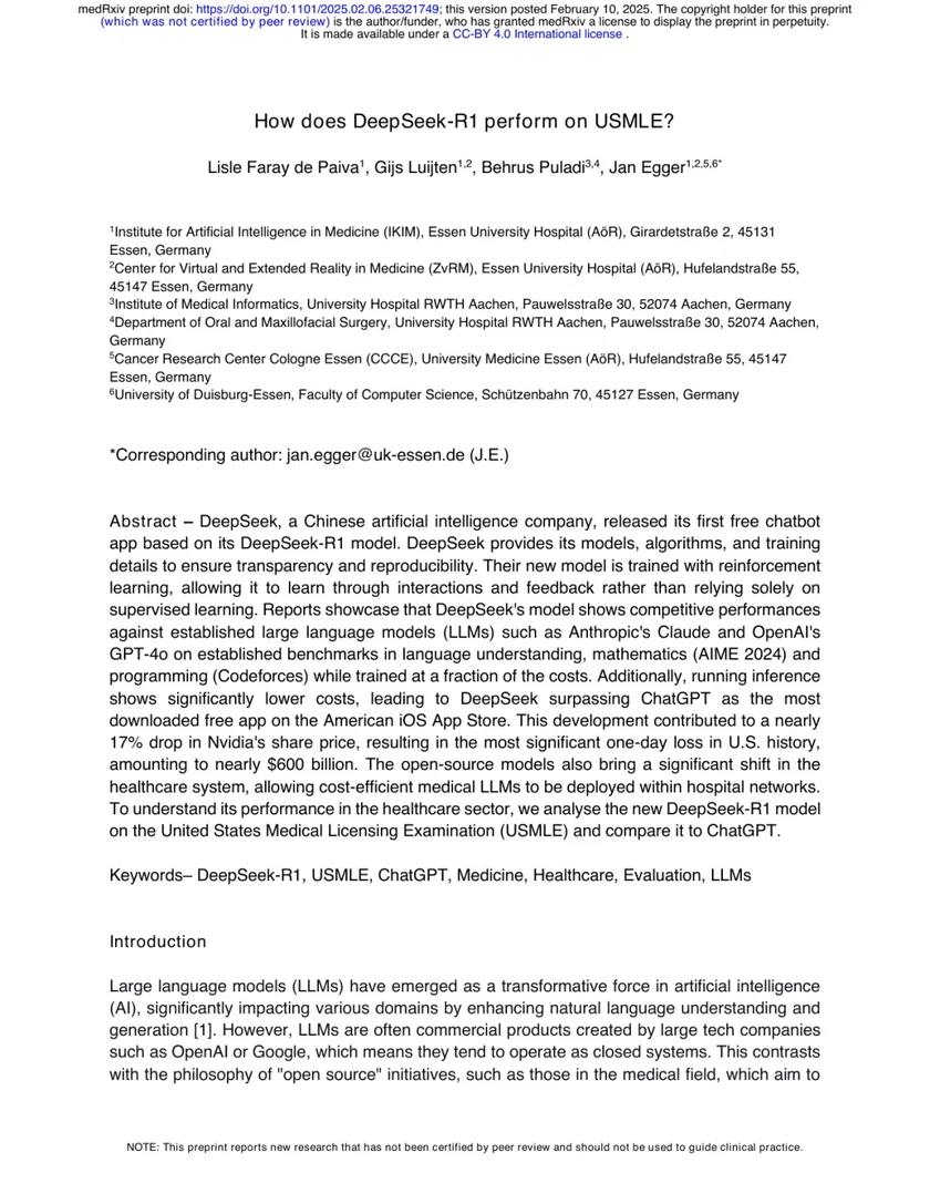 How does DeepSeek-R1 perform on USMLE?