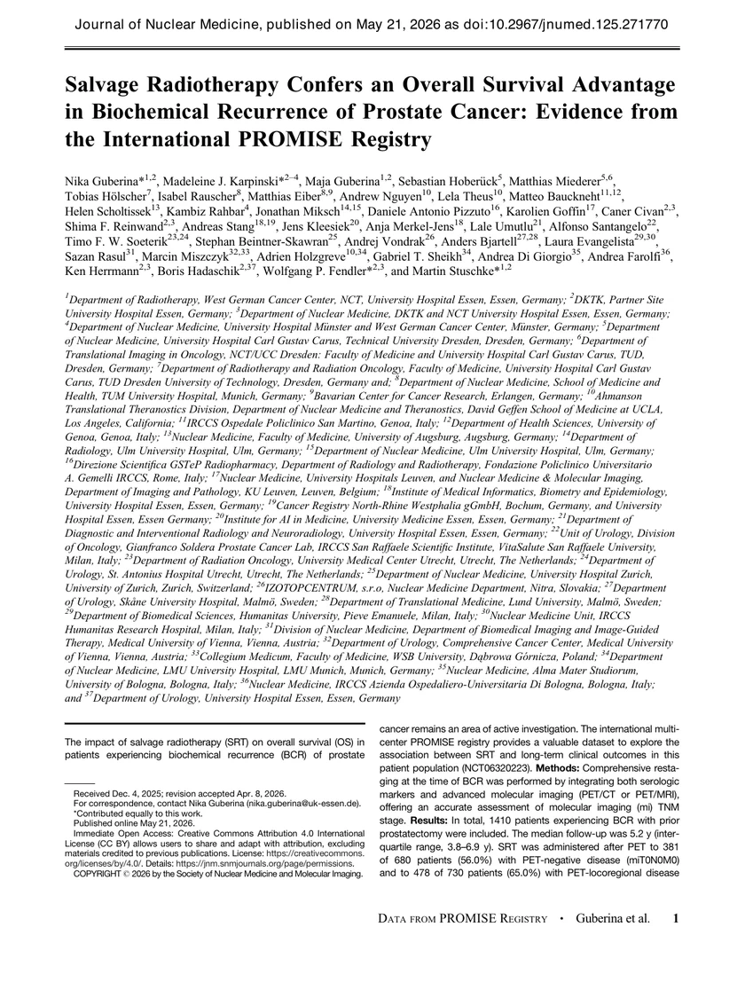 Salvage Radiotherapy Confers an Overall Survival Advantage in Biochemical Recurrence of Prostate Cancer: Evidence from the International PROMISE Registry