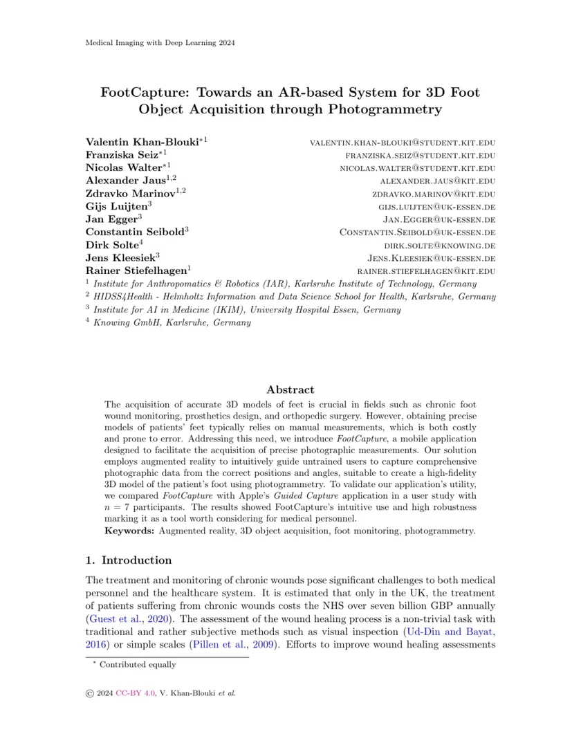 FootCapture: Towards an AR-based System for 3D Foot Object Acquisition through Photogrammetry