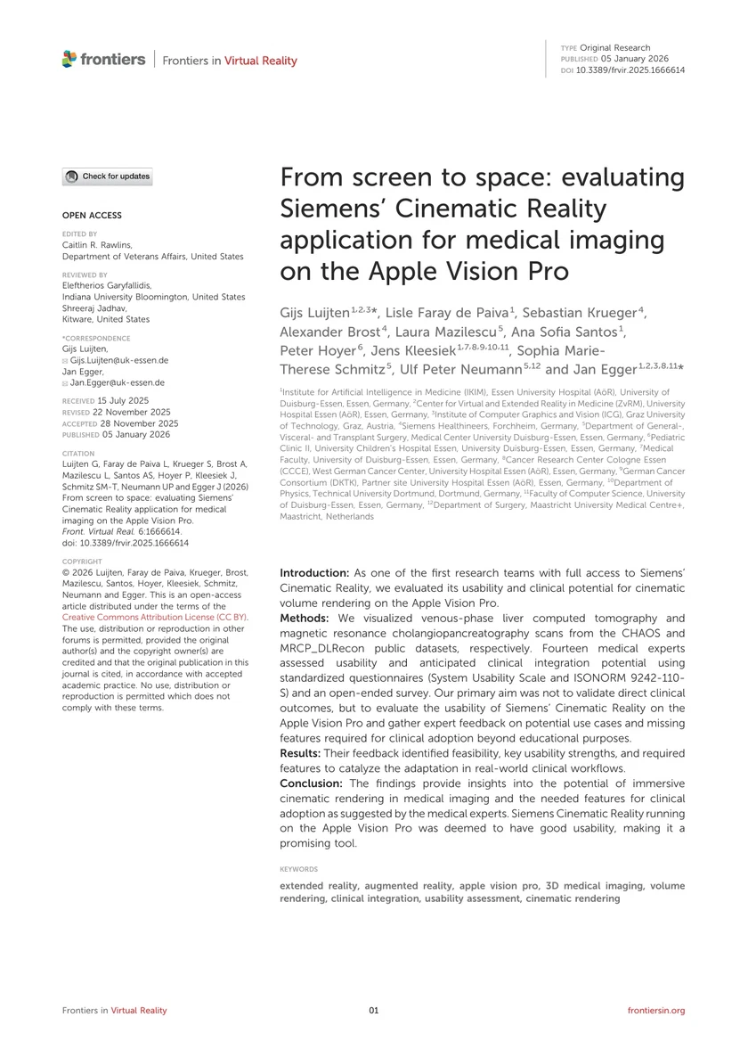 From screen to space: evaluating Siemens’ Cinematic Reality application for medical imaging on the Apple Vision Pro
