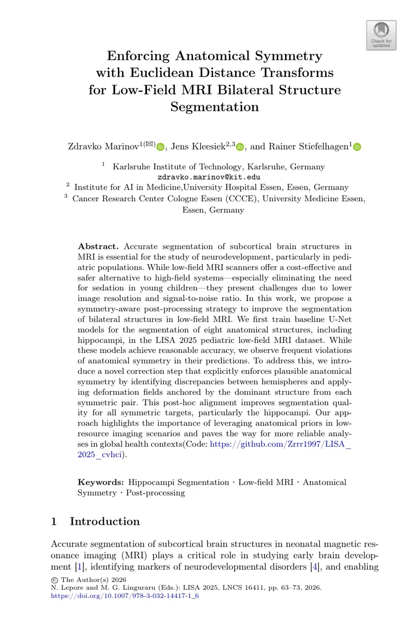 Enforcing Anatomical Symmetry with Euclidean Distance Transforms for Low-Field MRI Bilateral Structure Segmentation
