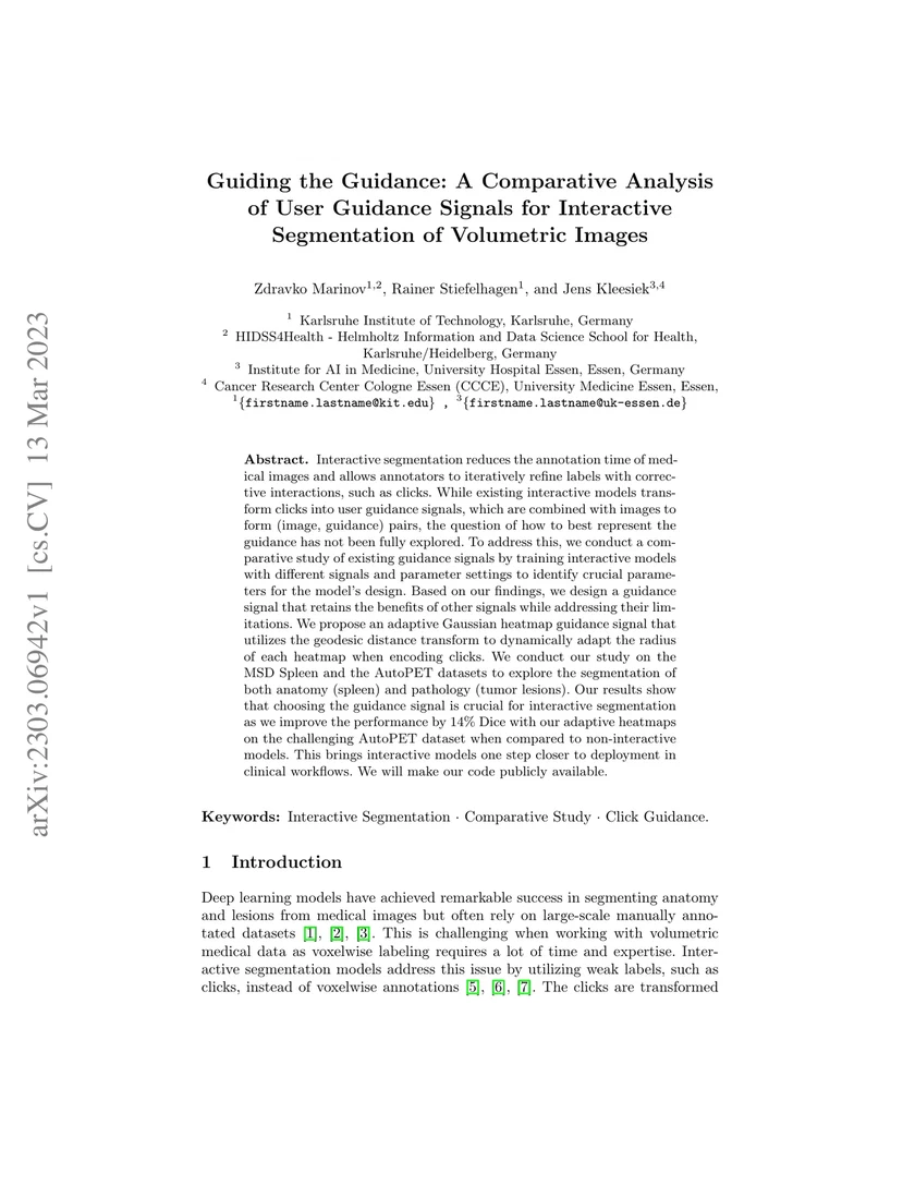 Guiding the Guidance: A Comparative Analysis of User Guidance Signals for Interactive Segmentation of Volumetric Images
