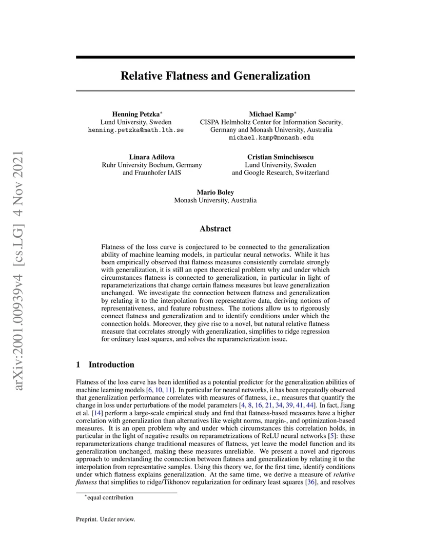 Relative Flatness and Generalization