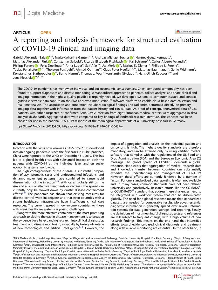 A reporting and analysis framework for structured evaluation of COVID-19 clinical and imaging data